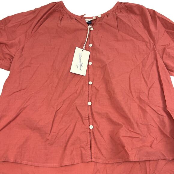 Universal Thread Tops - Universal Thread Women's Rust Red Short Sleeve Button-Front Blouse - Small - NWT